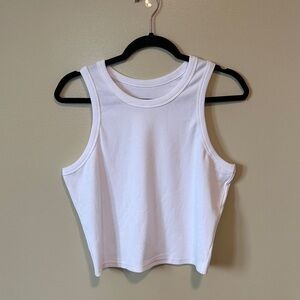 White Ribbed Cropped Tank size XL